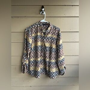 Vintage Tribal Button Down Shirt - Women's Size L